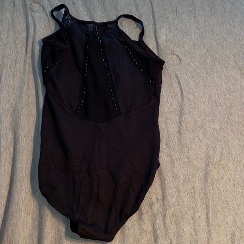 Black Leotard with black beaded mesh